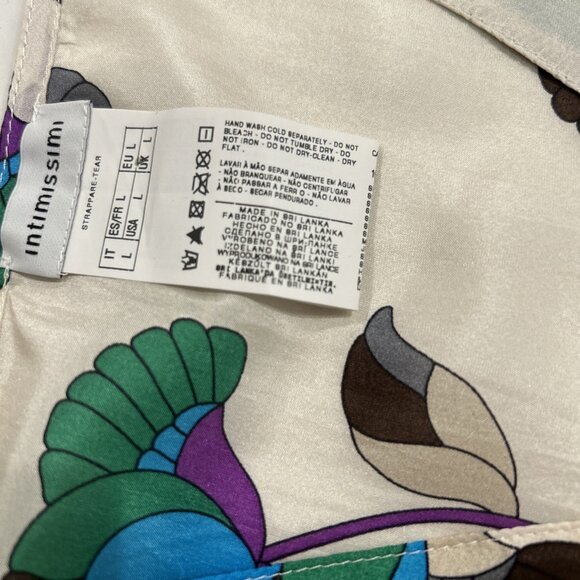 Intimissimi Womens Blouse L Beige Floral Tie Back Silk Empire Waist - Picture 6 of 7